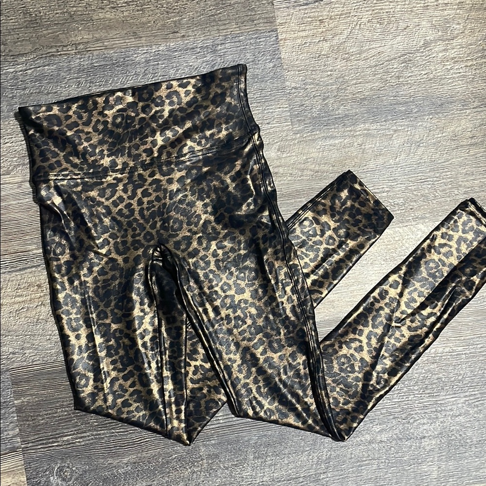Spanx Faux Leather Metallic Leopard Print